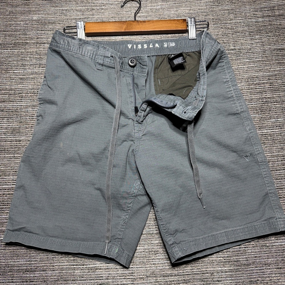 Vissla Hybrid Shorts Men Small Gray M217STWA Ripstop Elastic Waist Drawstring
